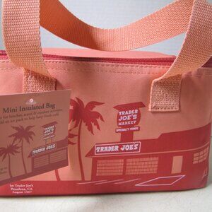 Trader Joe's Pink Insulated Lunch or Makeup Tote Bag 10x6 in NWT
